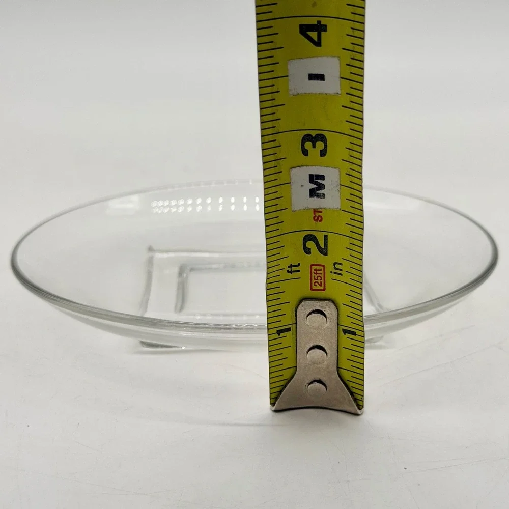 Unbranded Clear Glass Round Snack Plates with Square Center Set of 4 Excellent